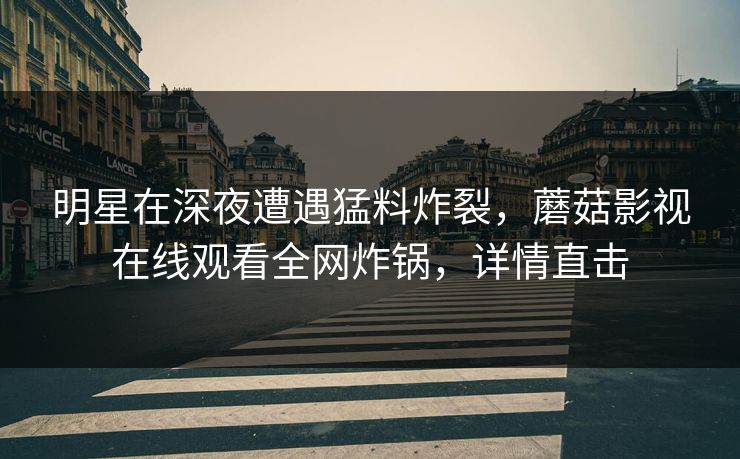 明星在深夜遭遇猛料炸裂，蘑菇影视在线观看全网炸锅，详情直击