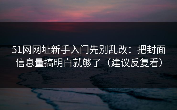 51网网址新手入门先别乱改：把封面信息量搞明白就够了（建议反复看）