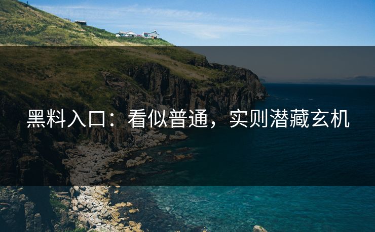 黑料入口：看似普通，实则潜藏玄机